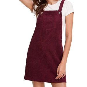 A-line Corduroy Bib Pocket Overall Dress XS